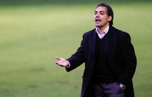 Miguel Ángel Tena, en la caseta de A Malata durante el Racing de Ferrol-Atlético Astorga (foto: Mero Barral / 13fotos para Ferrol360)