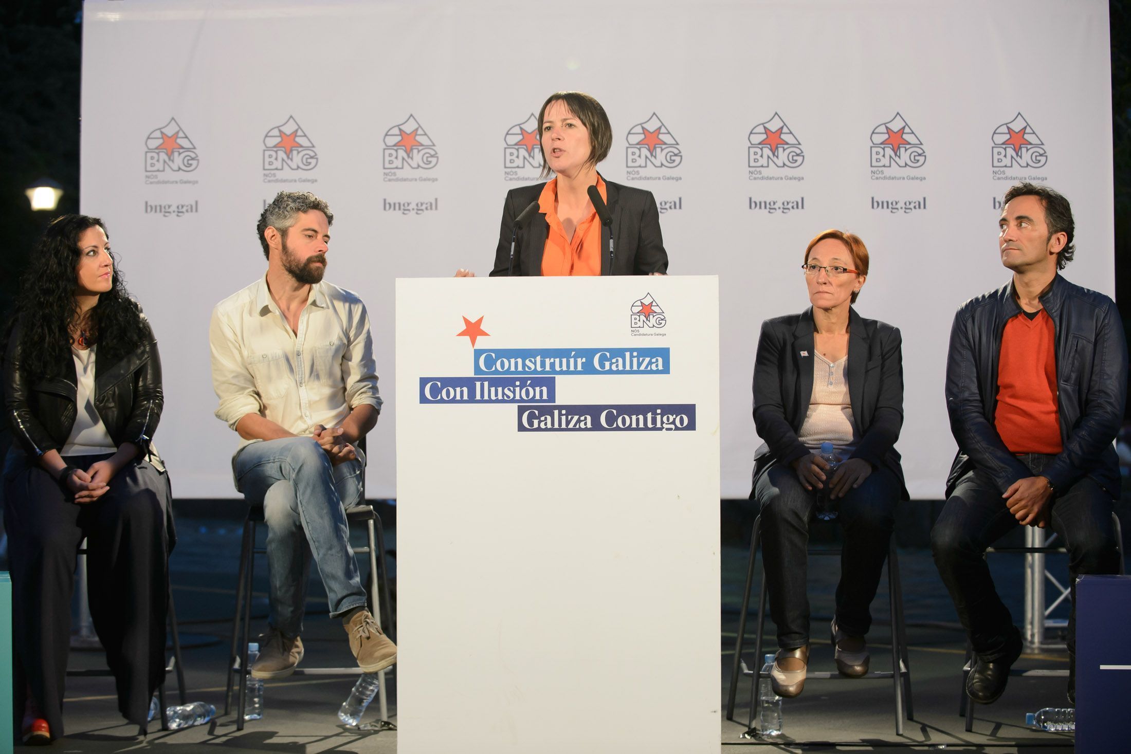 Ana Pontón protagonizó el mitin del BNG en O Inferniño con Iván Rivas, Manuel Polo y Rosana Pérez (foto: 13fotos para Ferrol360)