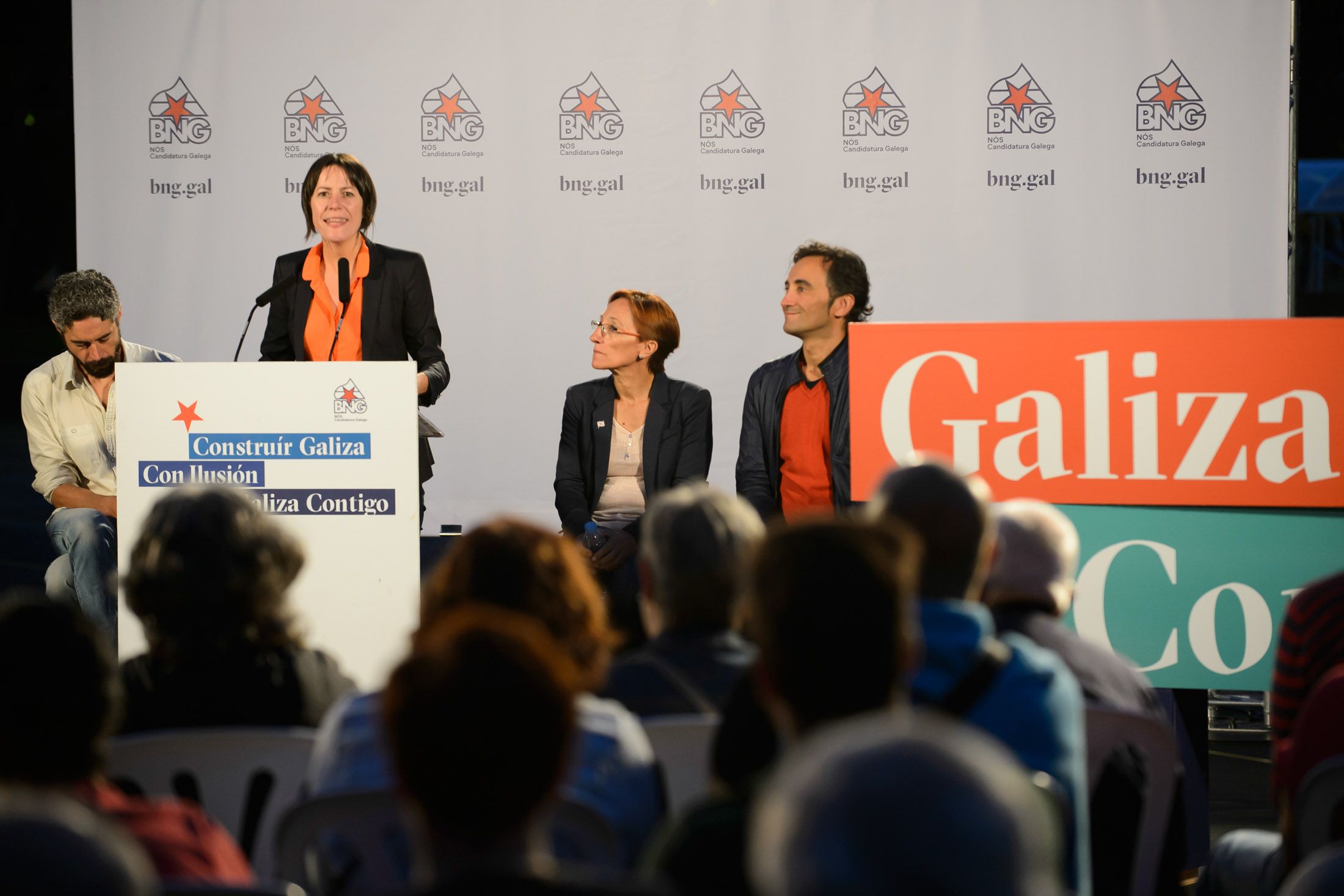 Ana Pontón protagonizó el mitin del BNG en O Inferniño con Iván Rivas, Manuel Polo y Rosana Pérez (foto: 13fotos para Ferrol360)