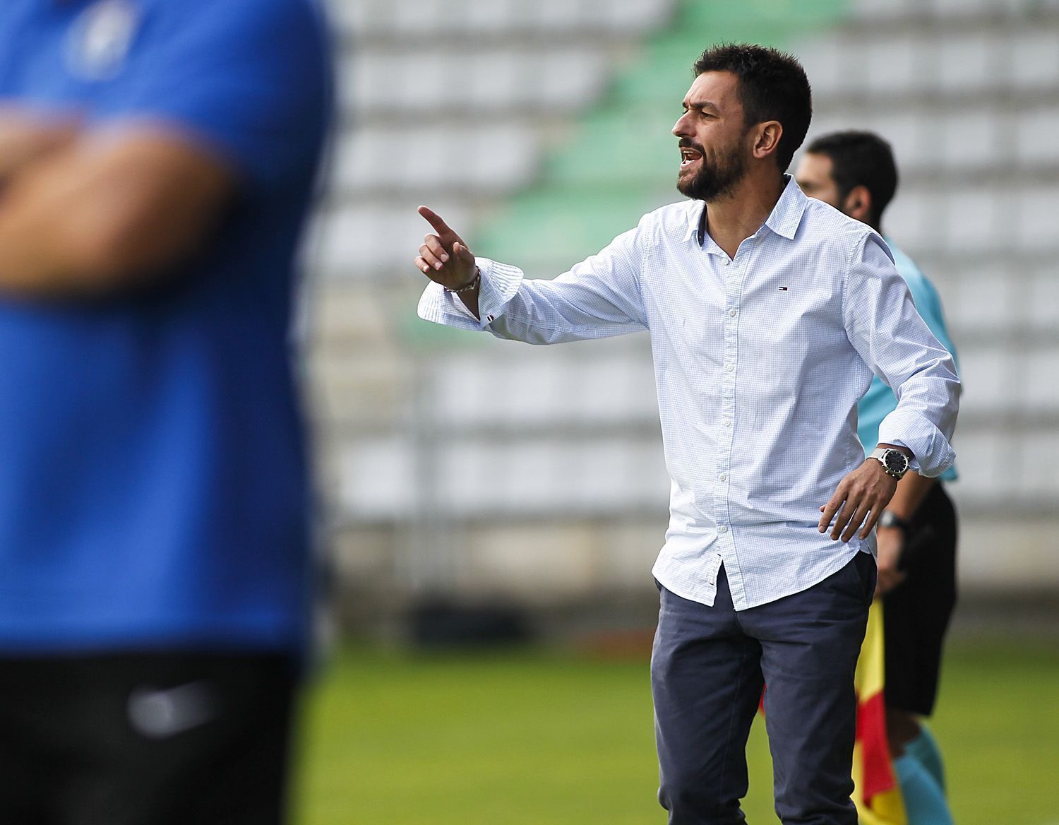 Míchel Alonso, en el Racing-Burgos de A Malata (foto: Mero Barral / 13fotos para Ferrol360)