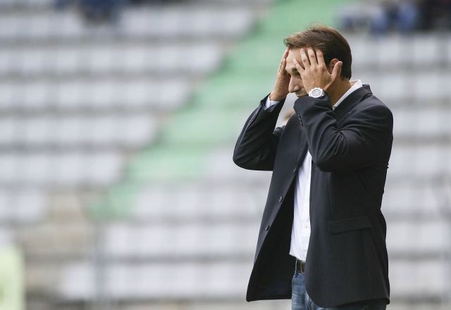 Miguel Ángel Tena, durante el Racing-Pontevedra (foto: Mero Barral / 13fotos para Ferrol360)