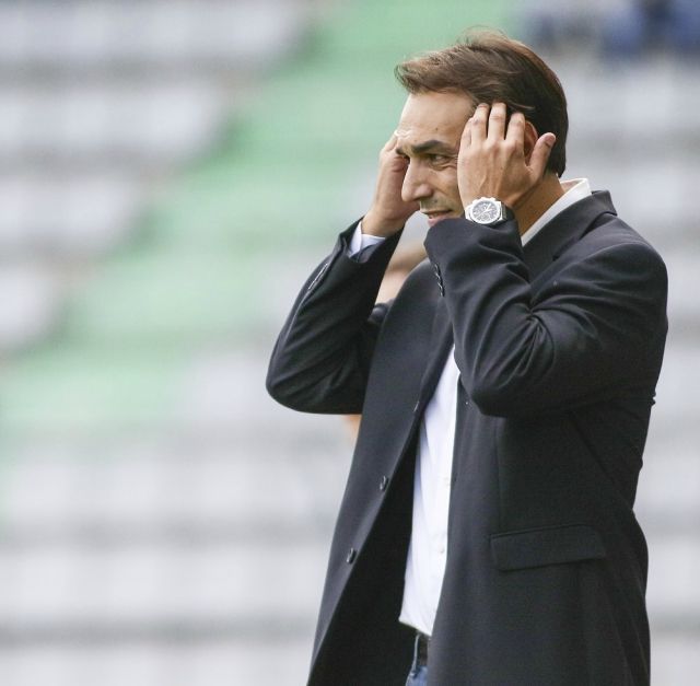 Miguel Ángel Tena, durante el Racing-Pontevedra (foto: Mero Barral / 13fotos para Ferrol360)