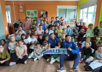 Morgato, Diogo y Dennis Berthod en el CEIP San Ramon (Moeche)