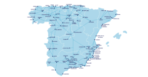 Mapa de las conexiones nacionales del grupo ALSA