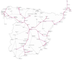 Mapa de las rutas de Renfe a nivel nacional