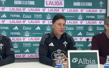Alejandro Menéndez, en la rueda oficial de prensa del Racing club Ferrol. Imagen tomada de una captura de pantalla