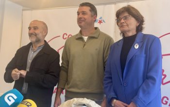 Néstor Rego, Carme da Silva e Mon Fernñández no acto desta mañá no Almirante