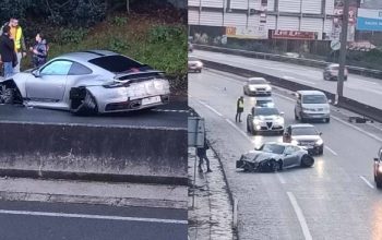 Imgen del coche siniestrado en la AP-9 este jueves 4 de enero