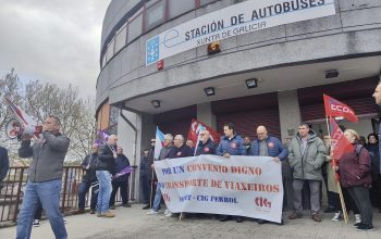 Huelga del sector de autobuses interurbanos en la estación de Ferrol