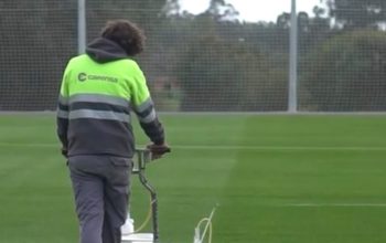 Cesped de los nuevos campos de entrenamiento del Racing de Ferrol