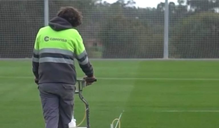 Cesped de los nuevos campos de entrenamiento del Racing de Ferrol