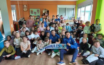 Morgato, Diogo y Dennis Berthod en el CEIP San Ramon (Moeche)
